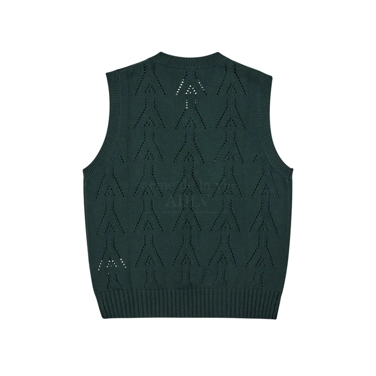 Áo Vest Len A Logo Punching Xanh Lá