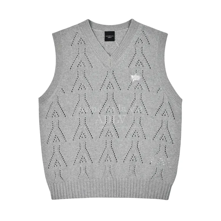 Áo Vest Len Logo Punching Ghi