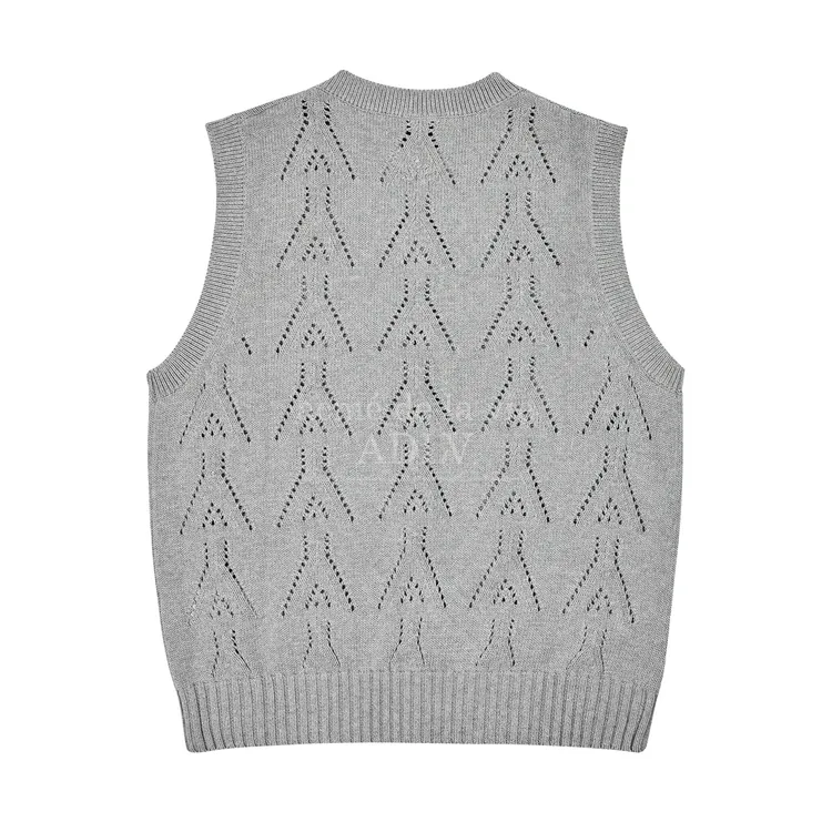Áo Vest Len Logo Punching Ghi