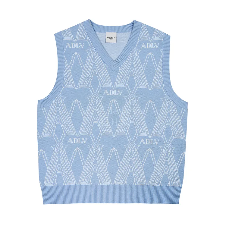 Áo Vest Len Logo Monogram Xanh Da TrờI
