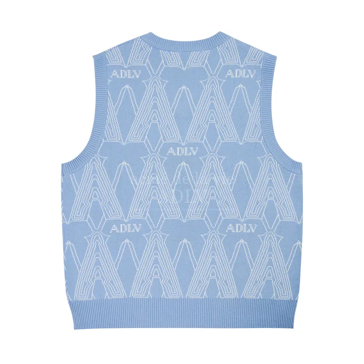 Áo Vest Len Logo Monogram Xanh Da TrờI