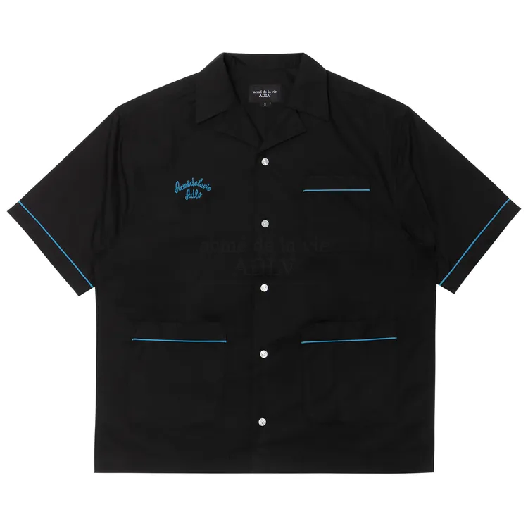 Áo Sơ Mi Cổ Mở Script Logo Đen