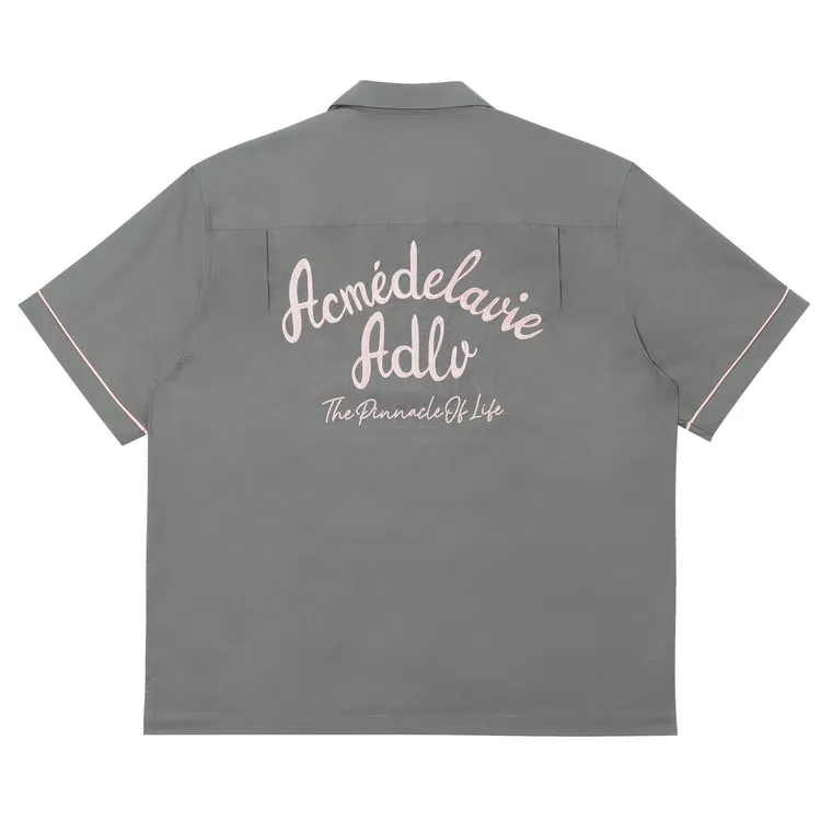 Áo Sơ Mi Cổ Mở Script Logo Xám