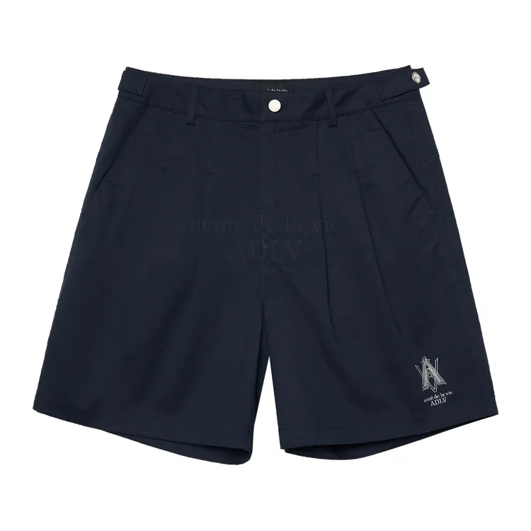 Quần Short A Logo Pin Tuck Xanh Navy