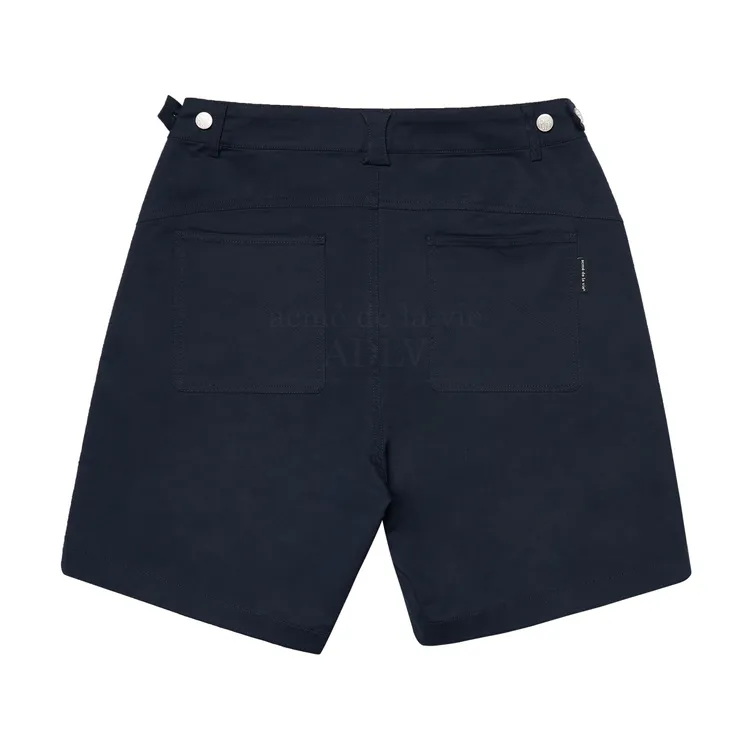 Quần Short A Logo Pin Tuck Xanh Navy