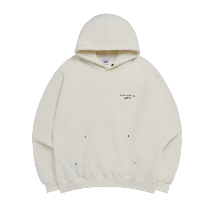 Áo Hoodie ADLV Lót Bông Basic Logo Rivet Kem