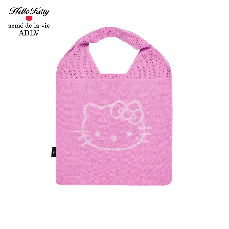 Túi Tote Dệt Kim ADLV Hello Kitty Hồng