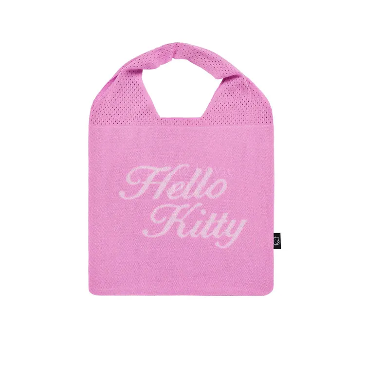 Túi Tote Dệt Kim ADLV Hello Kitty Hồng
