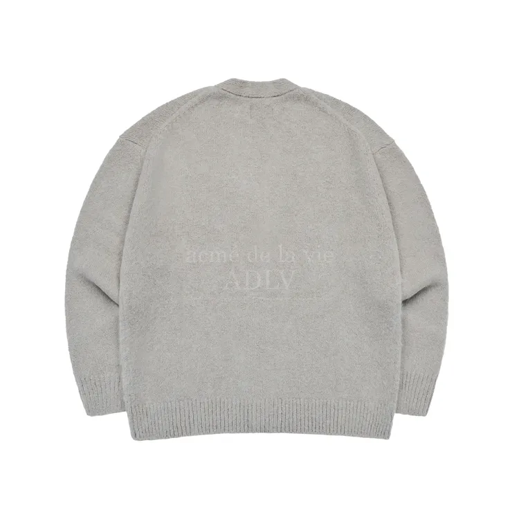 Áo Cardigan ADLV Lettering Logo Mohair Xám