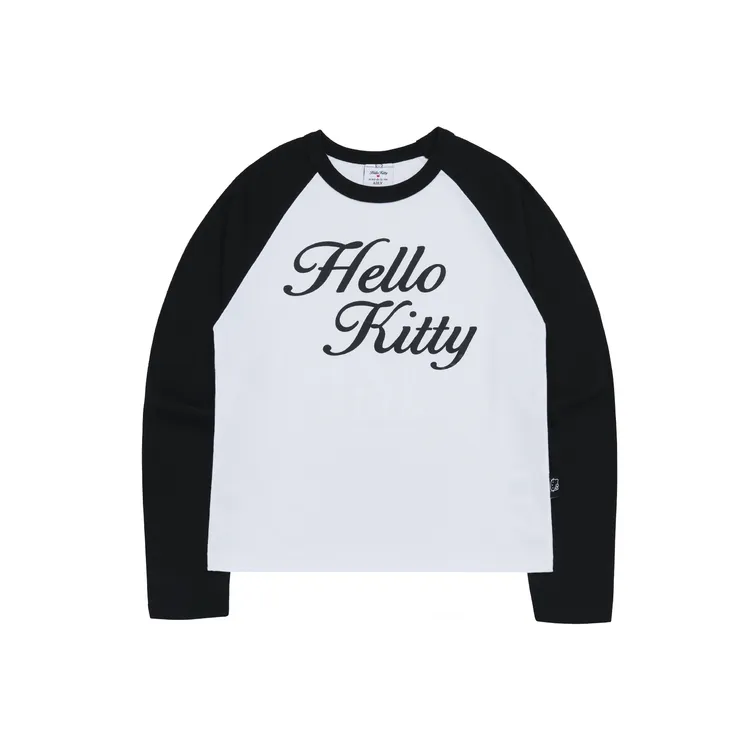 Áo Thun Dài Tay ADLV Hello Kitty Lettering Raglan Trắng