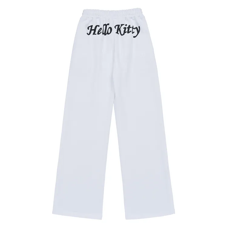 Quần Boots Cut ADLV Hello Kitty Lettering Trắng