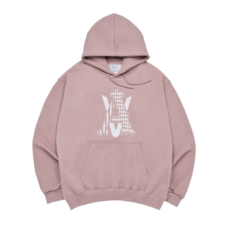 Áo Hoodie A Logo Monogram Emblem Crack Pigment Hồng