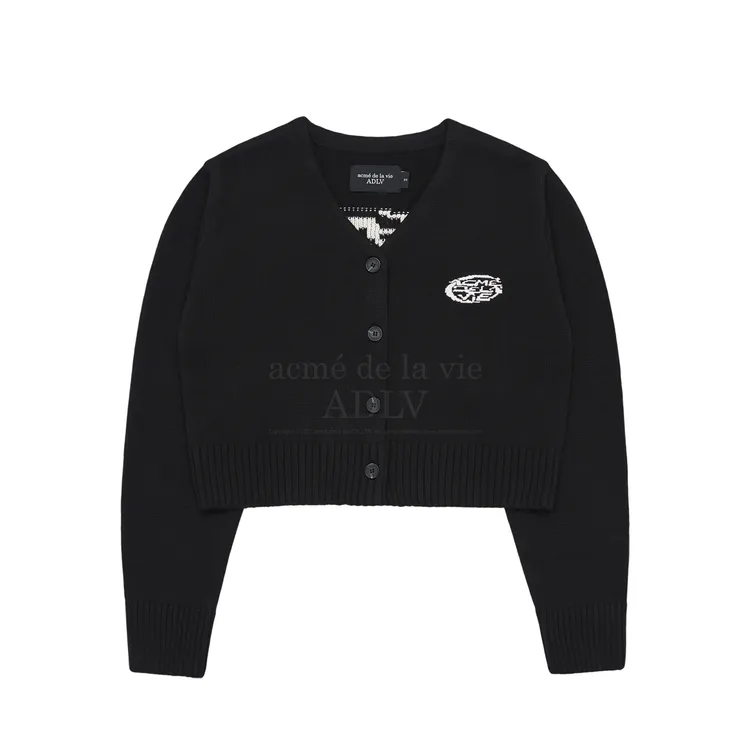 Áo Len Cardigan Crop Pixel A Logo Đen