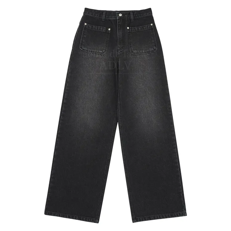 Quần Denim Ống Đứng Circle Wappen Đen