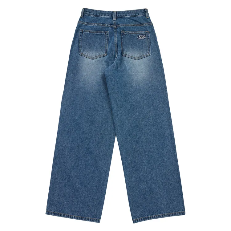Quần Denim Ống Đứng Circle Wappen Xanh Dương
