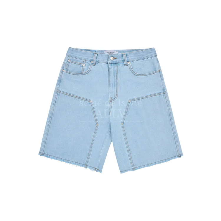 Quần Short Lỡ ADLV Denim Sporty Logo Xanh Da TrờI