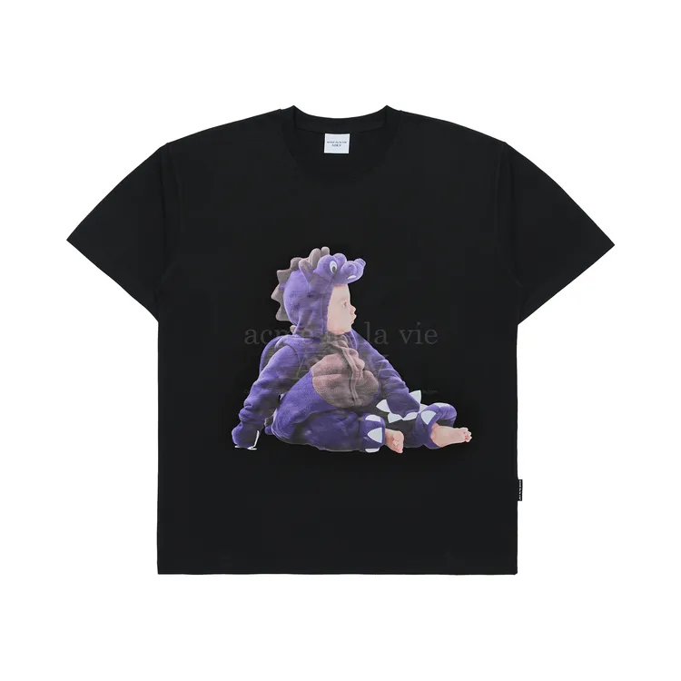 Áo Thun ADLV Baby Face Purple Dinosaur Đen