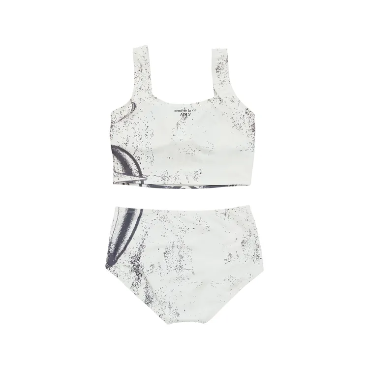 Bộ bơi Symbol Full Printing High Waist Bikini Kem