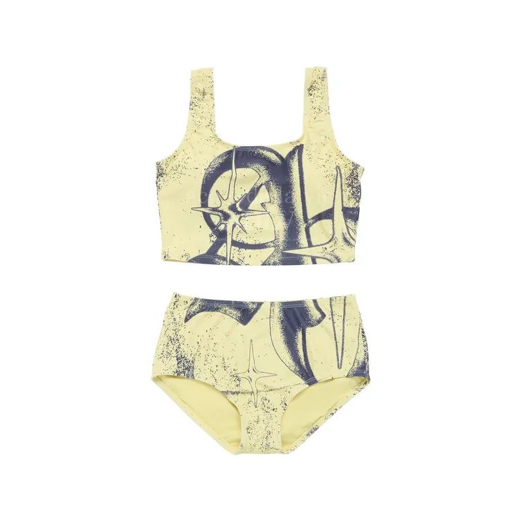 Bộ bơi Symbol Full Printing High Waist Bikini Vàng