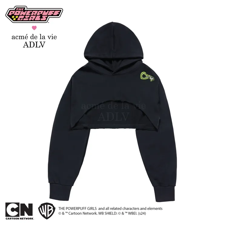 [The Powerpuff Girls X Acmedelavie] Áo Hoodie Heart Cut-Out Đen