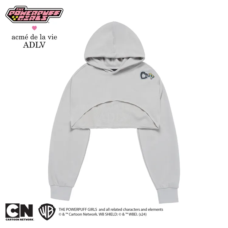 [The Powerpuff Girls X Acmedelavie] Áo Hoodie Heart Cut-Out Xám
