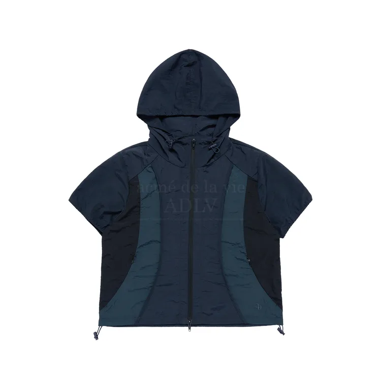Áo Hoodie Ngắn Tay Nữ Symbol Windbreaker Xanh Navy