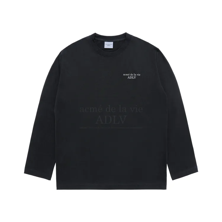 Áo Thun Dài Tay Basic Logo Needlework Đen