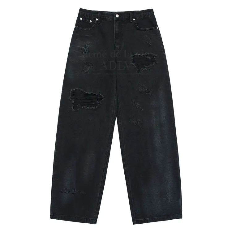 Quần Denim Destroyed Washing Spray Đen
