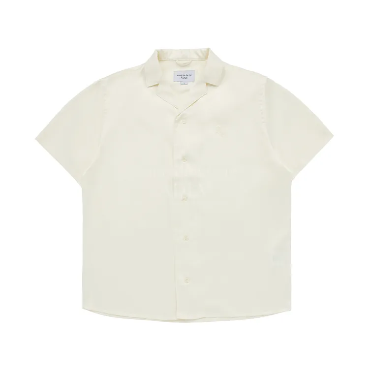 Áo Sơ Mi Ngắn Tay Symbol Logo Satin Kem