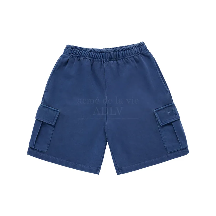 Quần Short Cargo Basic Logo Pigment Washing Xanh Navy