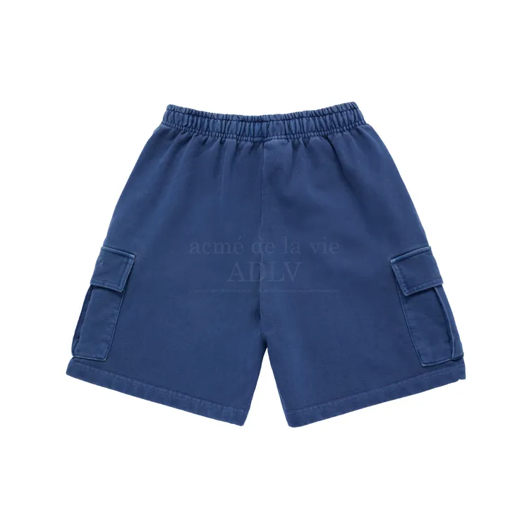 Quần Short Cargo Basic Logo Pigment Washing Xanh Navy