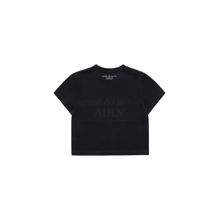 [The Powerpuff Girls X Acmedelavie] Áo Thun Crop ADLV Gradient Curly Logo Đen