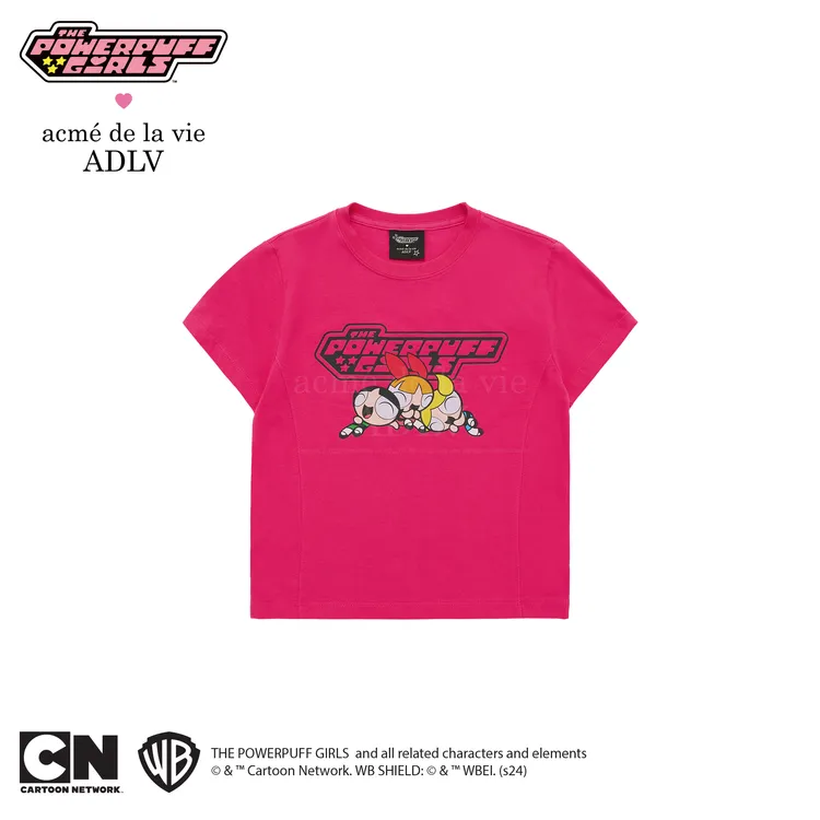 [The Powerpuff Girls X Acmedelavie] Áo Thun Crop ADLV Logo Hồng