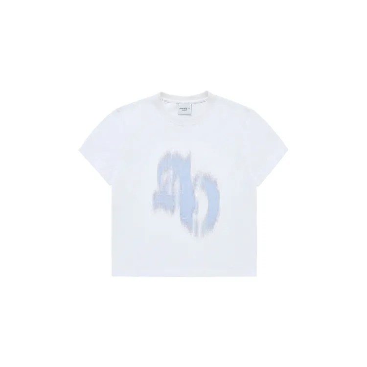 Áo Thun Crop ADLV Symbol Half Tone Print Trắng