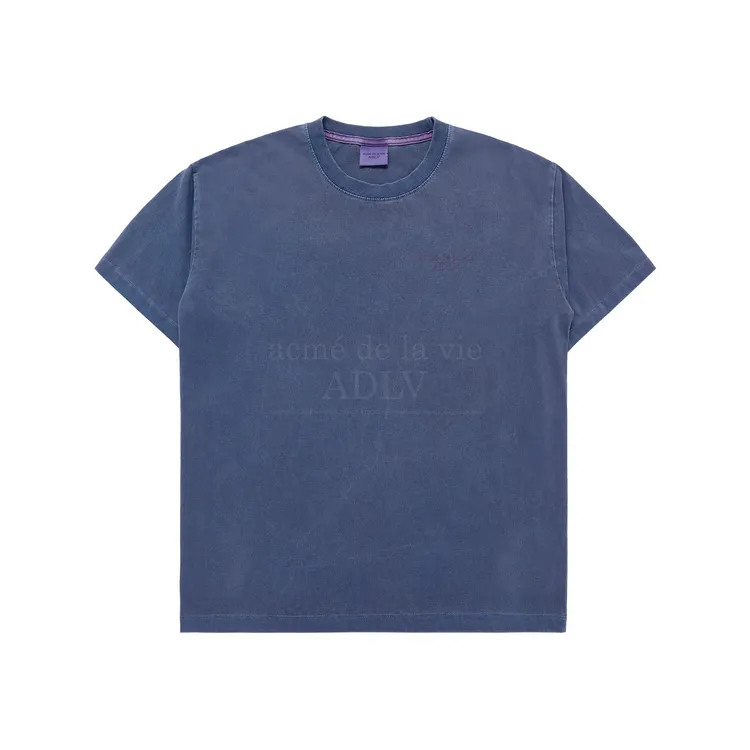 Áo Thun Basic Logo Pigment Washing Xanh Navy