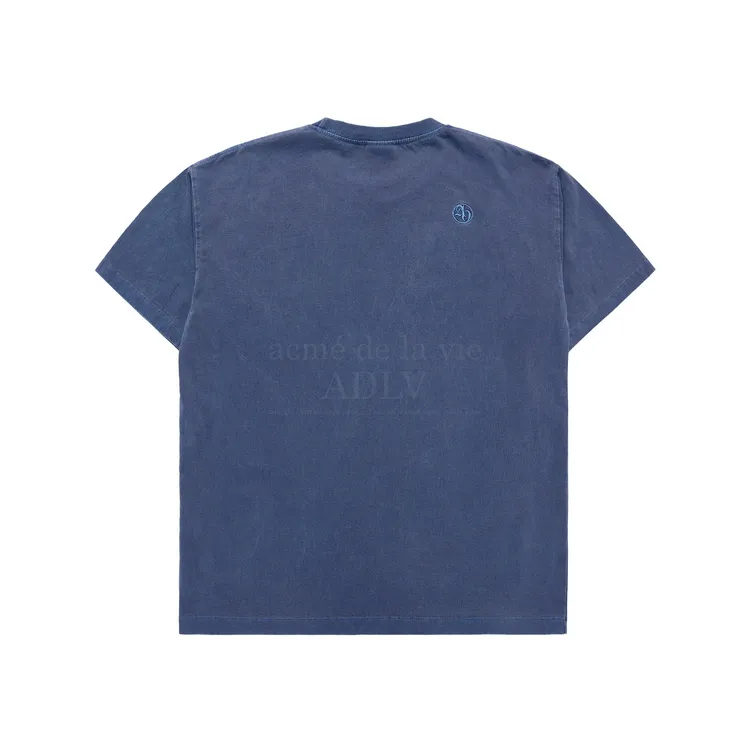Áo Thun Basic Logo Pigment Washing Xanh Navy