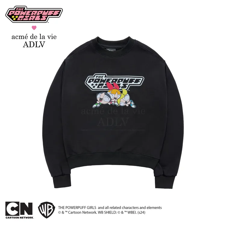 [The Powerpuff Girls X Acmedelavie] Áo Nỉ Logo Crop Đen