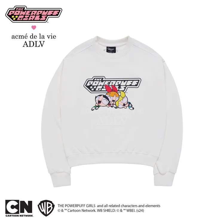 [The Powerpuff Girls X Acmedelavie] Áo Nỉ Logo Crop Kem