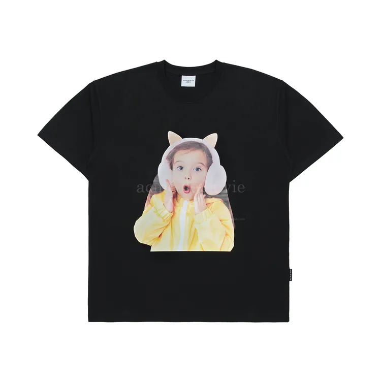 Áo Thun ADLV Baby Face Cat Earplug Đen