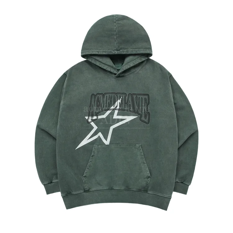 Áo Hoodie Mài Star Ae Logo Pigment Xanh Lá