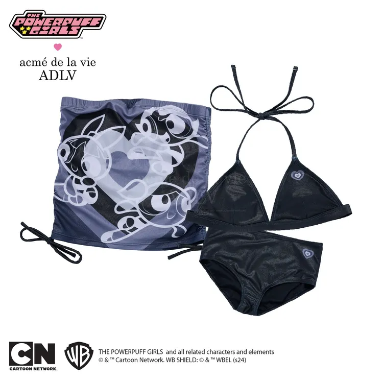 [The Powerpuff Girls X Acmedelavie] Set Bikini Tube Top Đen