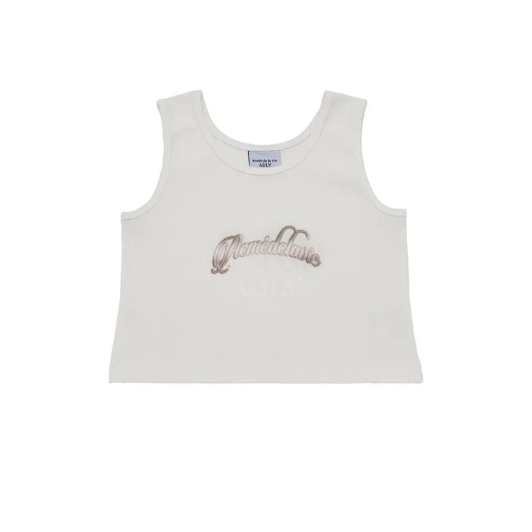 Áo Tank Top Crop ADLV Twinkle Script Logo Trắng