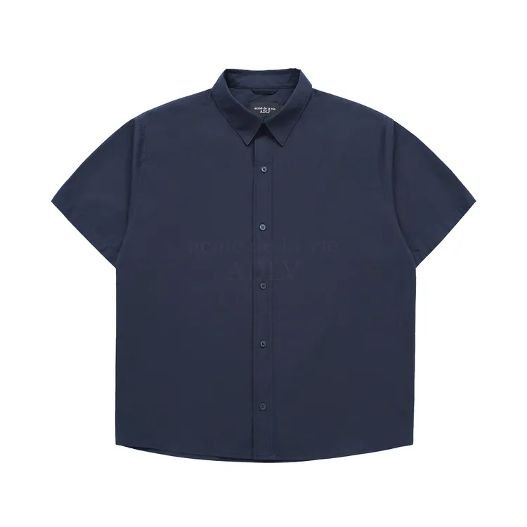 Áo Sơ Mi Ngắn Tay Symbol Logo Rivet Cotton Xanh Navy