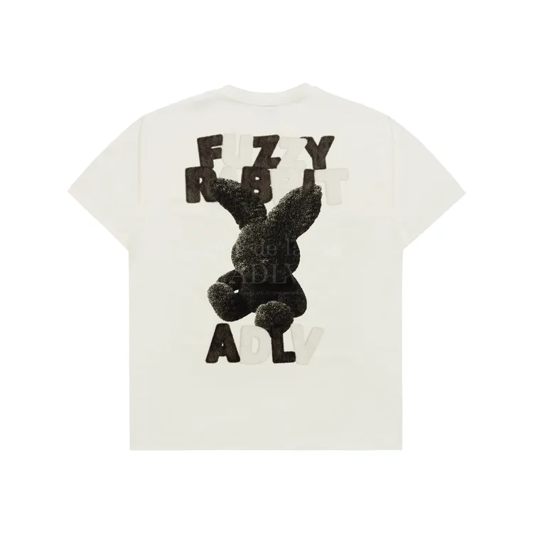 Áo Thun ADLV Fuzzy Font Rabbit Kem
