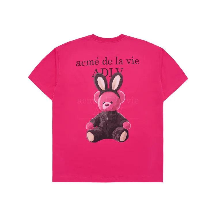 Áo Thun ADLV Rabbit Bear Doll Logo Hồng