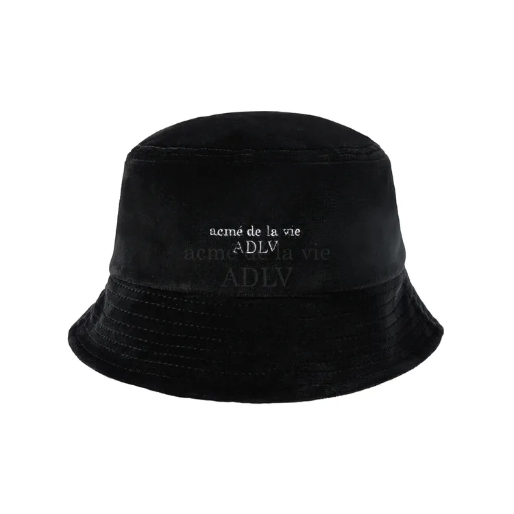 Mũ Bucket Basic Logo Velour Đen