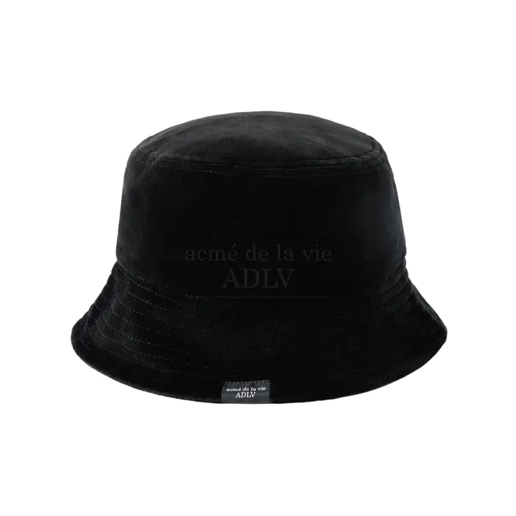 Mũ Bucket Basic Logo Velour Đen