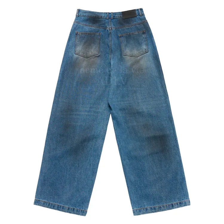 Quần Denim Coating Washing Wide Xanh Đậm