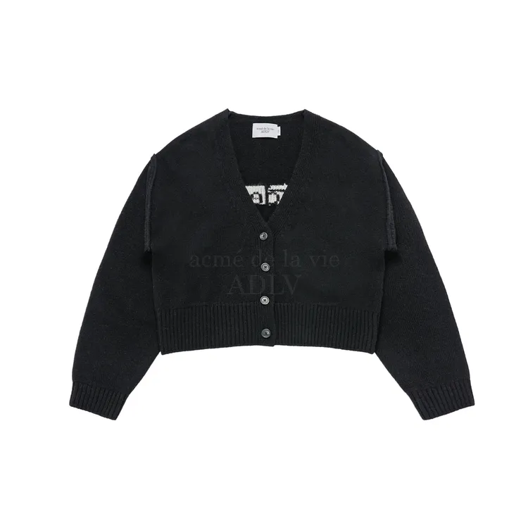 Áo Cardigan Crop Basic Logo Đen