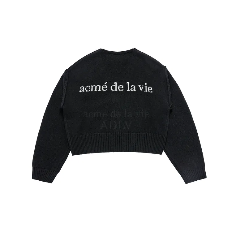 Áo Cardigan Crop Basic Logo Đen